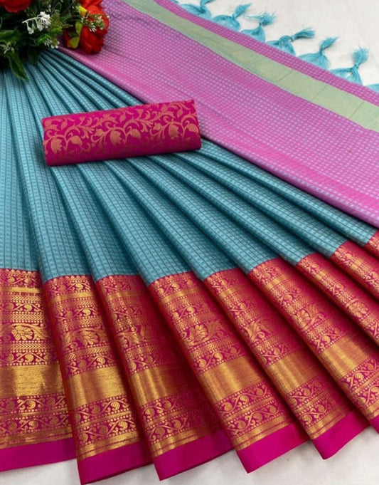 Sana Sky Blue Soft Silk Saree