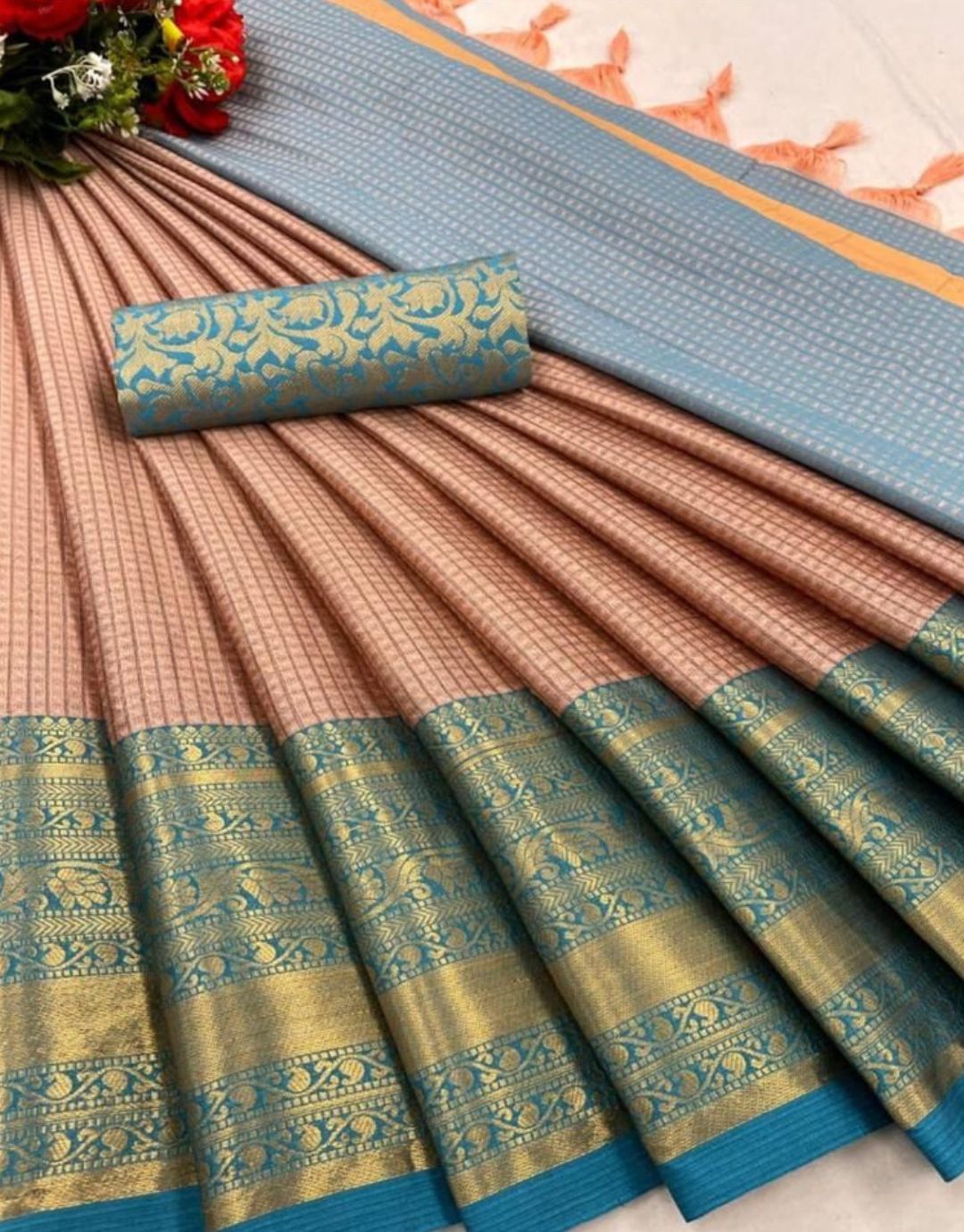 Sana Peach Soft Silk Saree