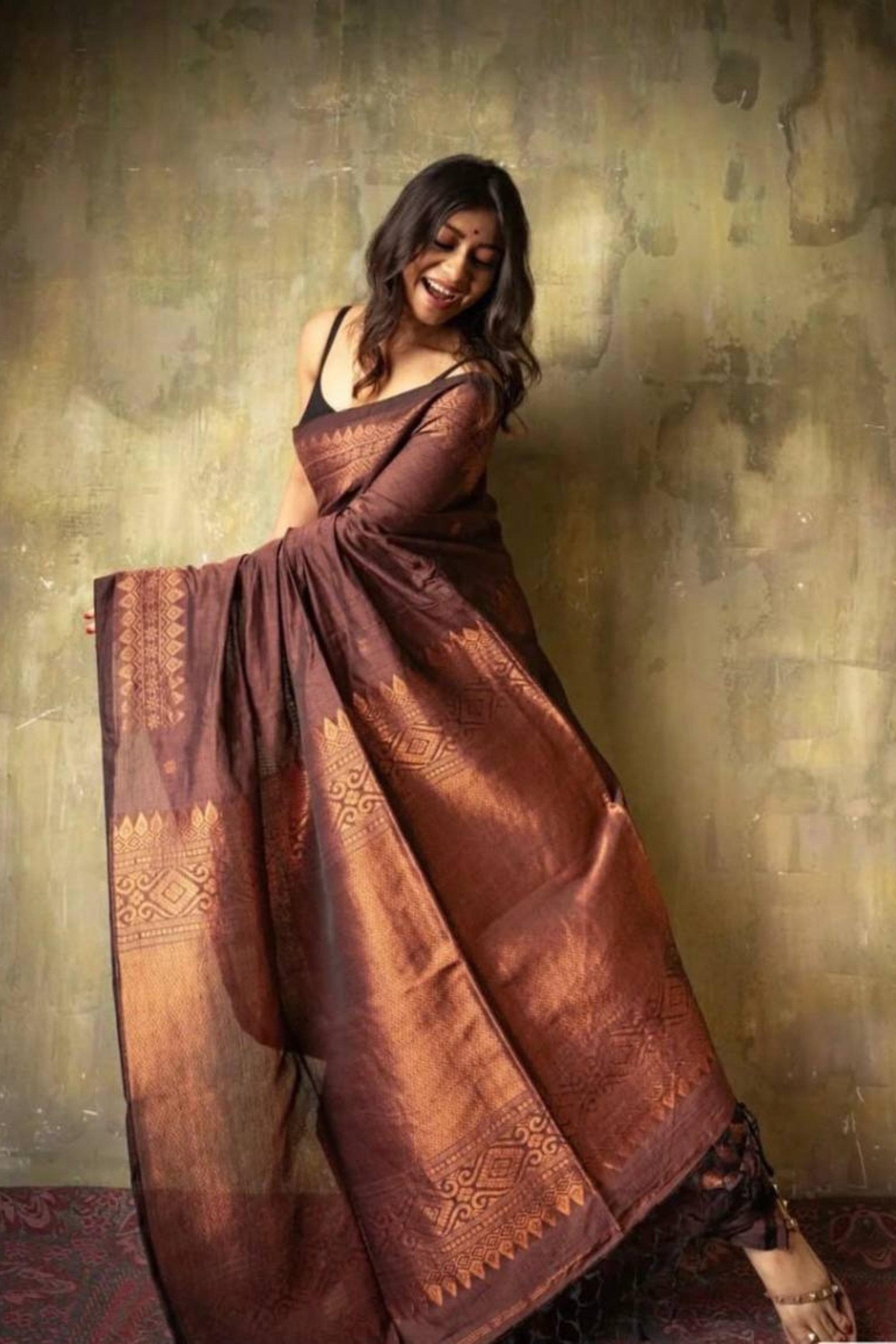 Sunrise Zephyr - Coffee Soft Silk Saree