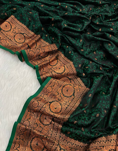 Siya Green Banarasi Satin Silk Saree