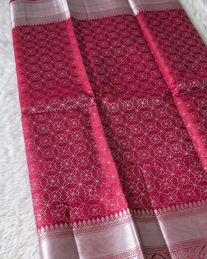 Charita - Red Soft Banarasi Silk Saree