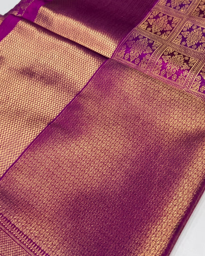Veda - Royal Magenta Heritage Banarasi Silk Saree