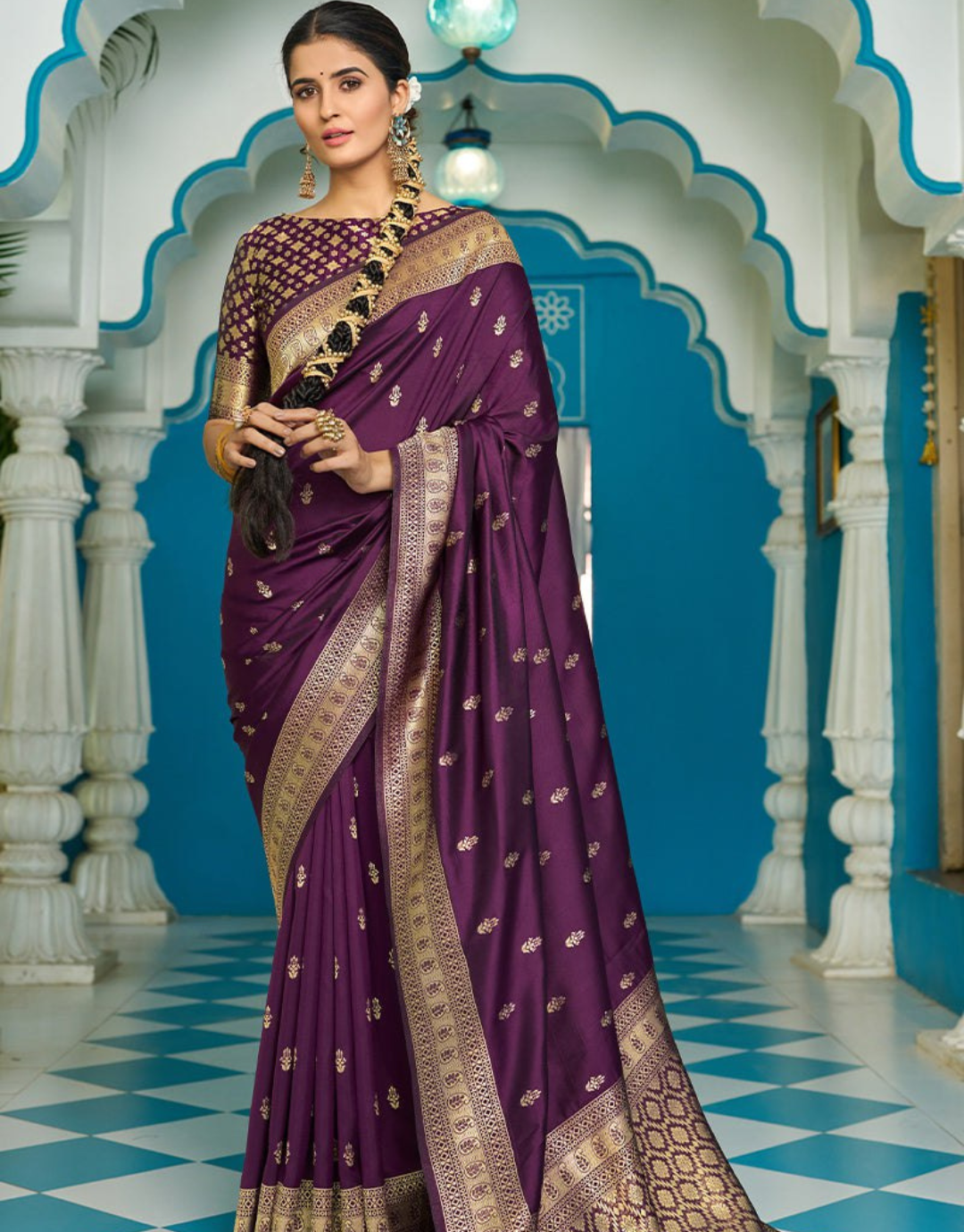 Shanti Purple Banarasi Silk Saree