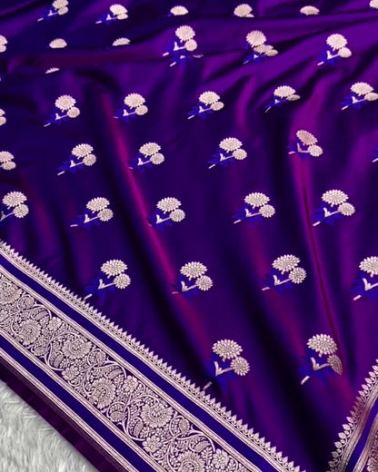 Manjari - Royal Purple Silver Zari Banarasi Saree