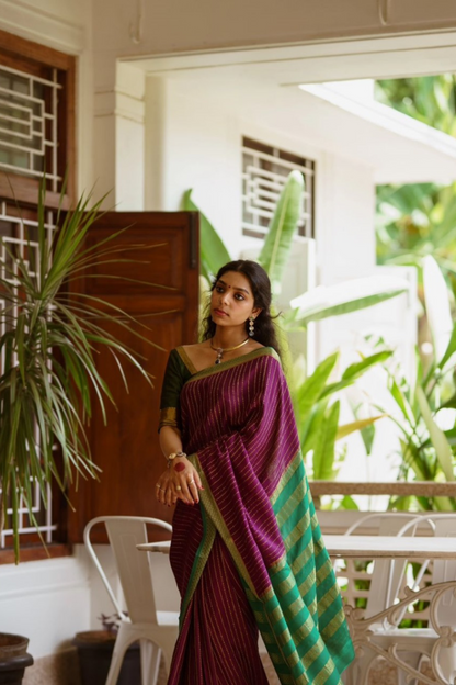 Amethyst Shine - Handwoven Silk Saree