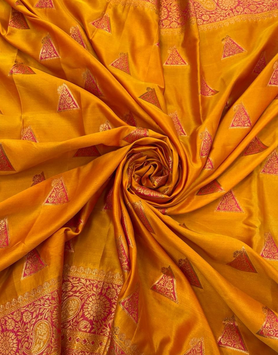 Lalita Yellow Banarasi Satin Silk Saree