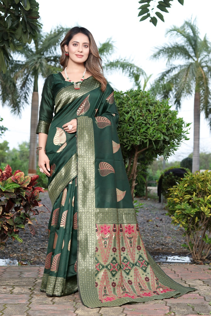 Janu Green Soft Silk Saree