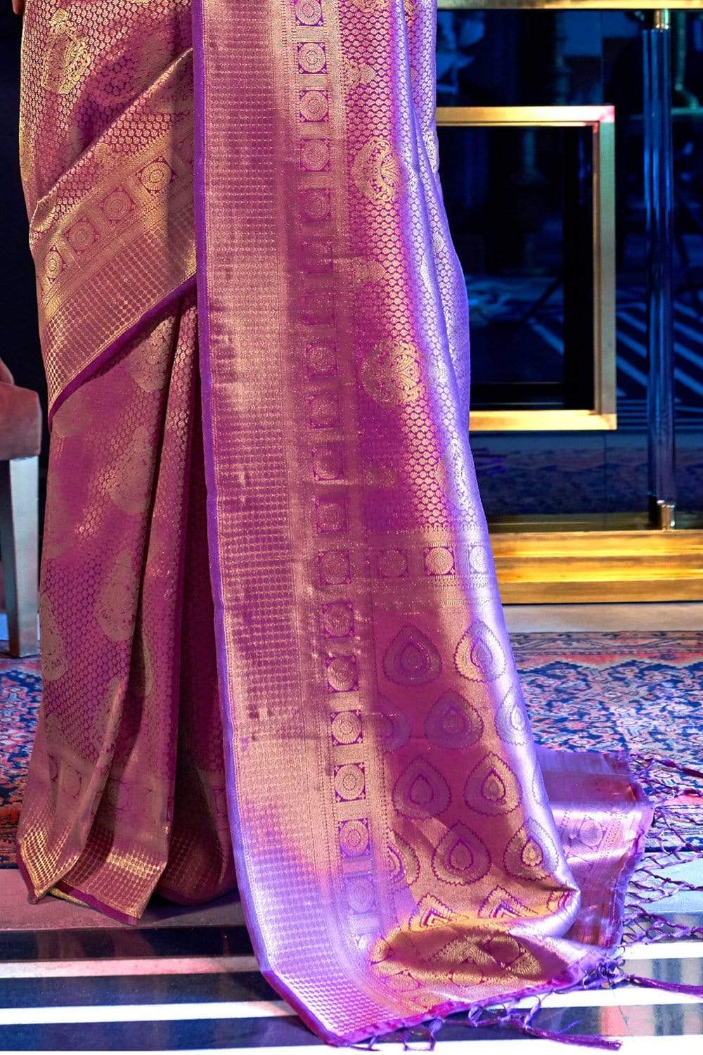 Saswin Purple Kanchipuram Silk Saree