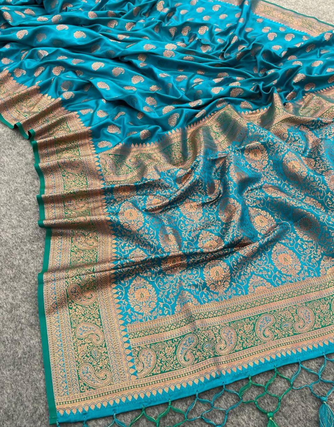 Dhyani SkyBlue Banarasi Satin Silk Saree