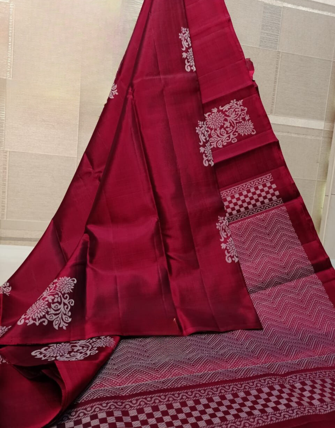 Eva Maroon Soft Silk Saree