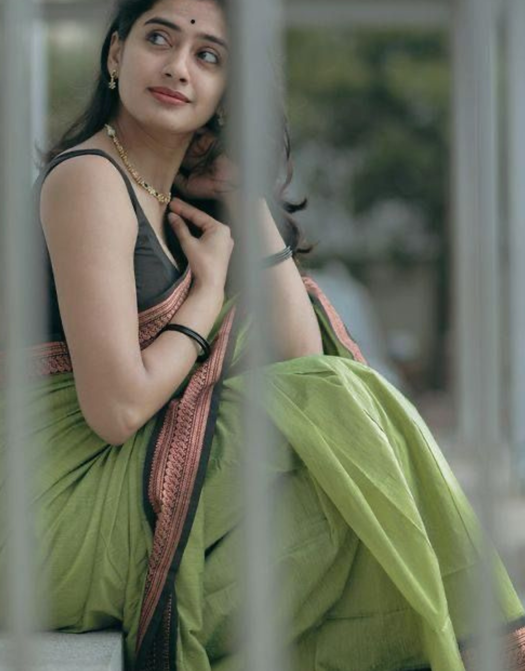 Bhavna MintGreen Linen Cotton Saree