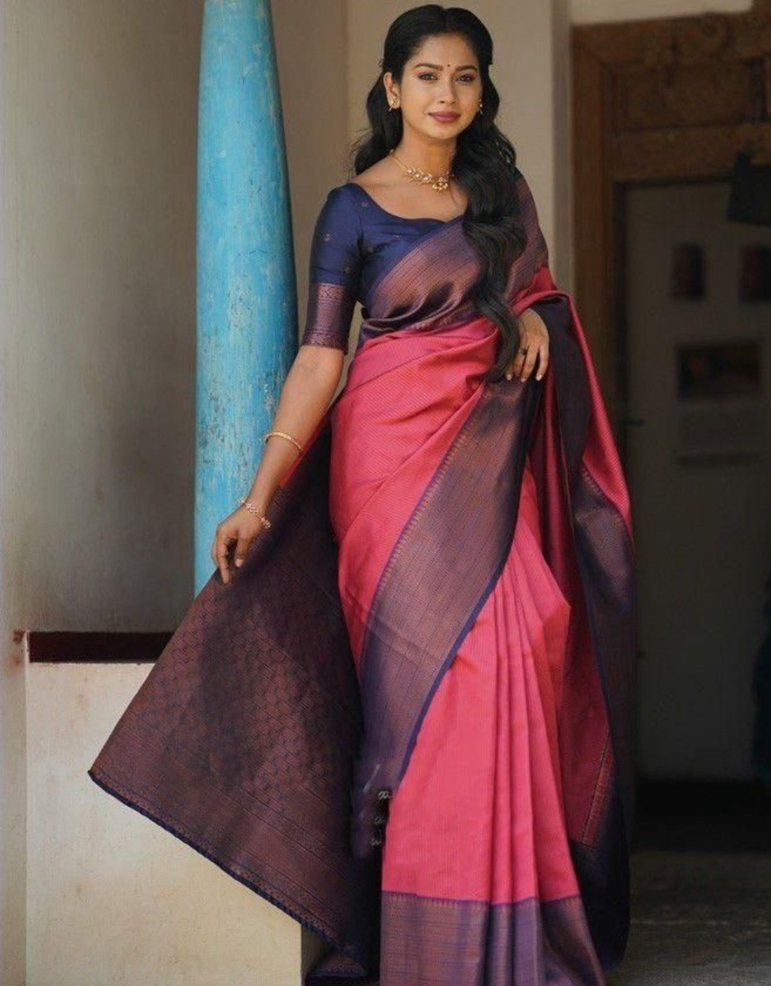 Urvashi DarkPink Soft Silk Saree