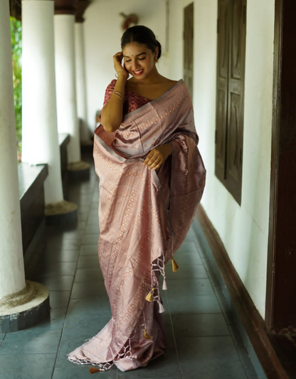 Neela Grey Olive Soft Silk Saree