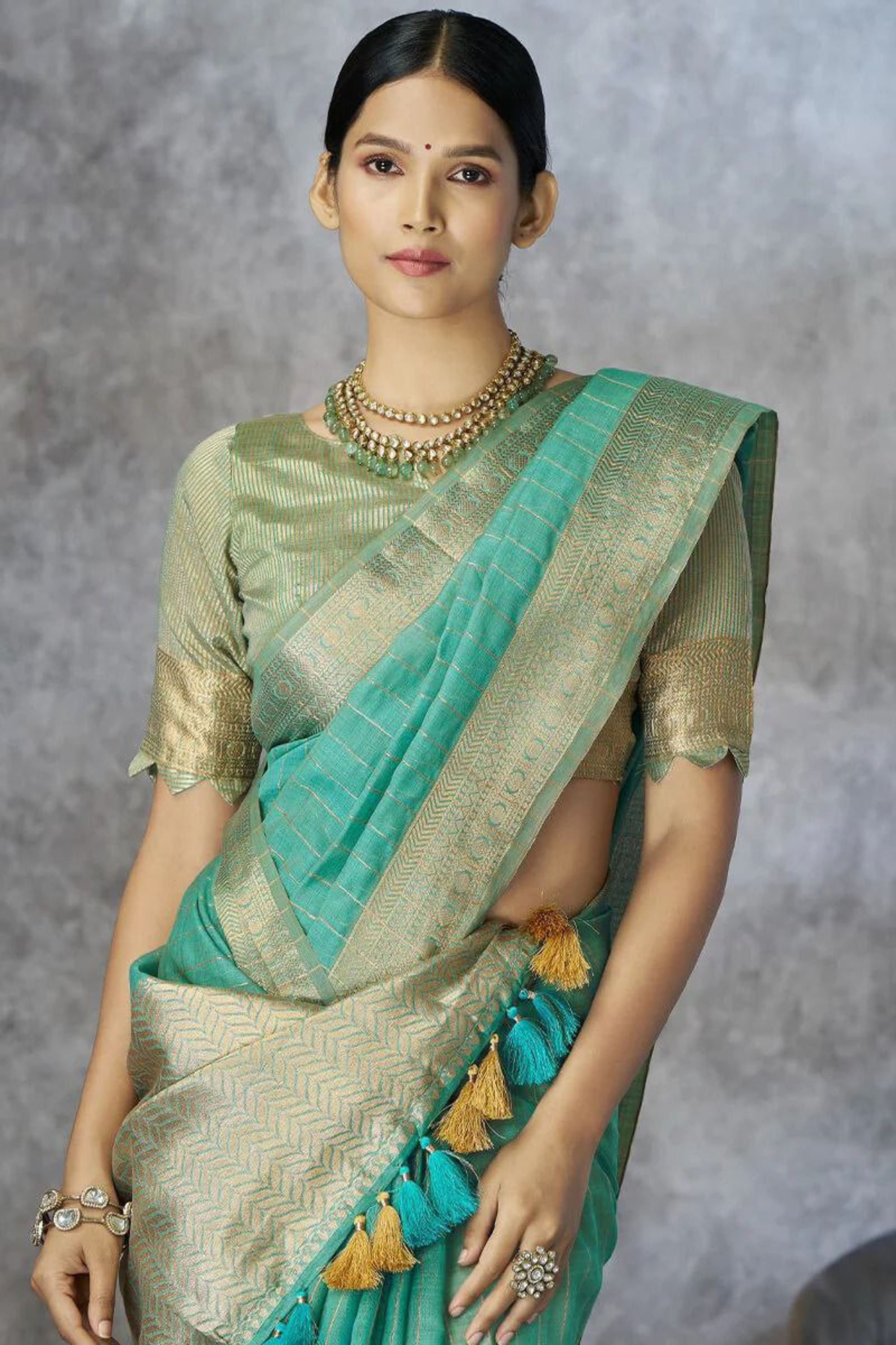 Valkyra Threads - Sky-Blue Pure Khadi cotton Saree