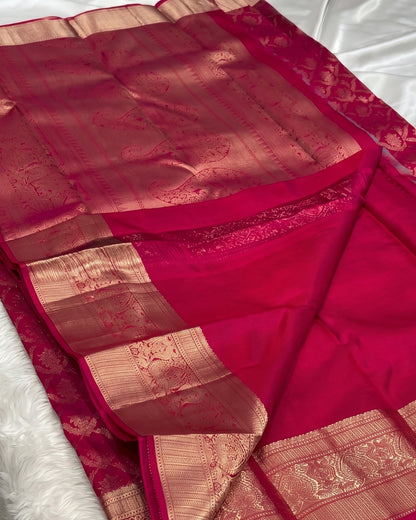 Haniya - Premium Pink Woven Banarasi Silk Saree