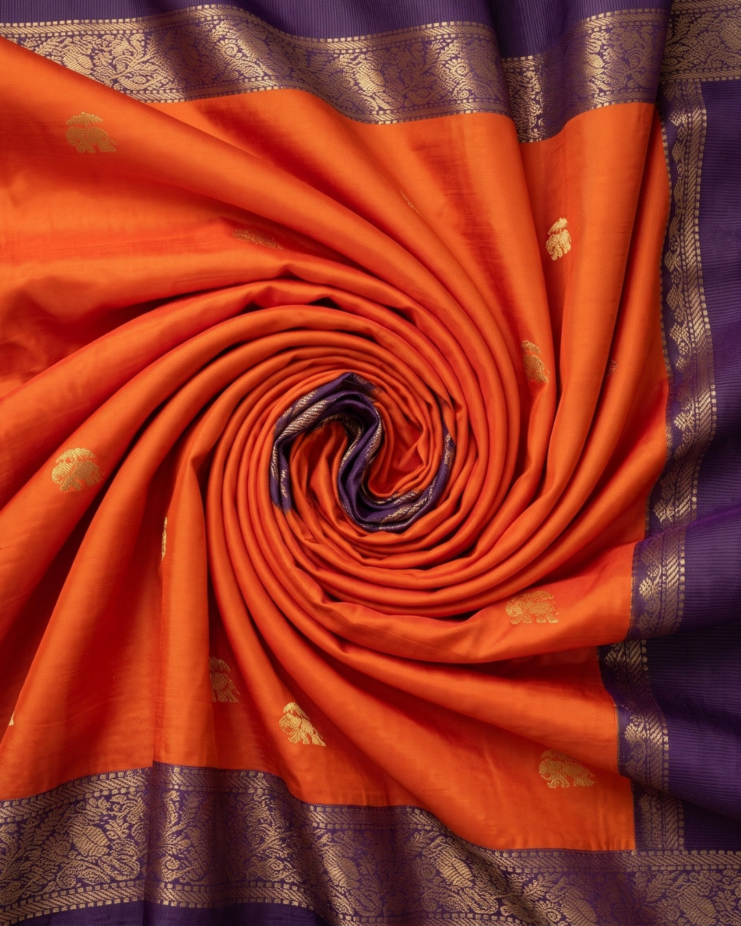 Viha - Royal Vermilion Orange Soft Silk Saree