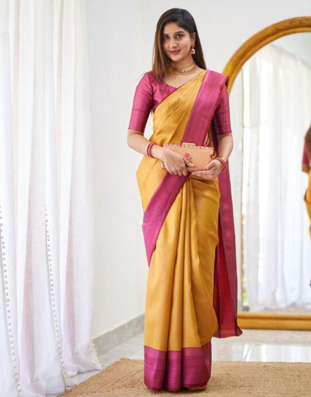 Jivika Yellow Kanchipuram Silk Saree