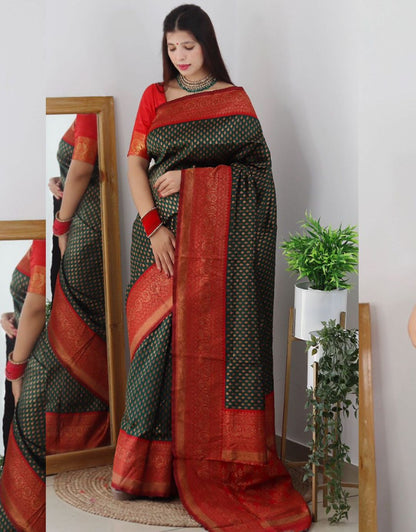 PRAGNYA GREEN KANCHIPURAM SOFT SILK SAREE