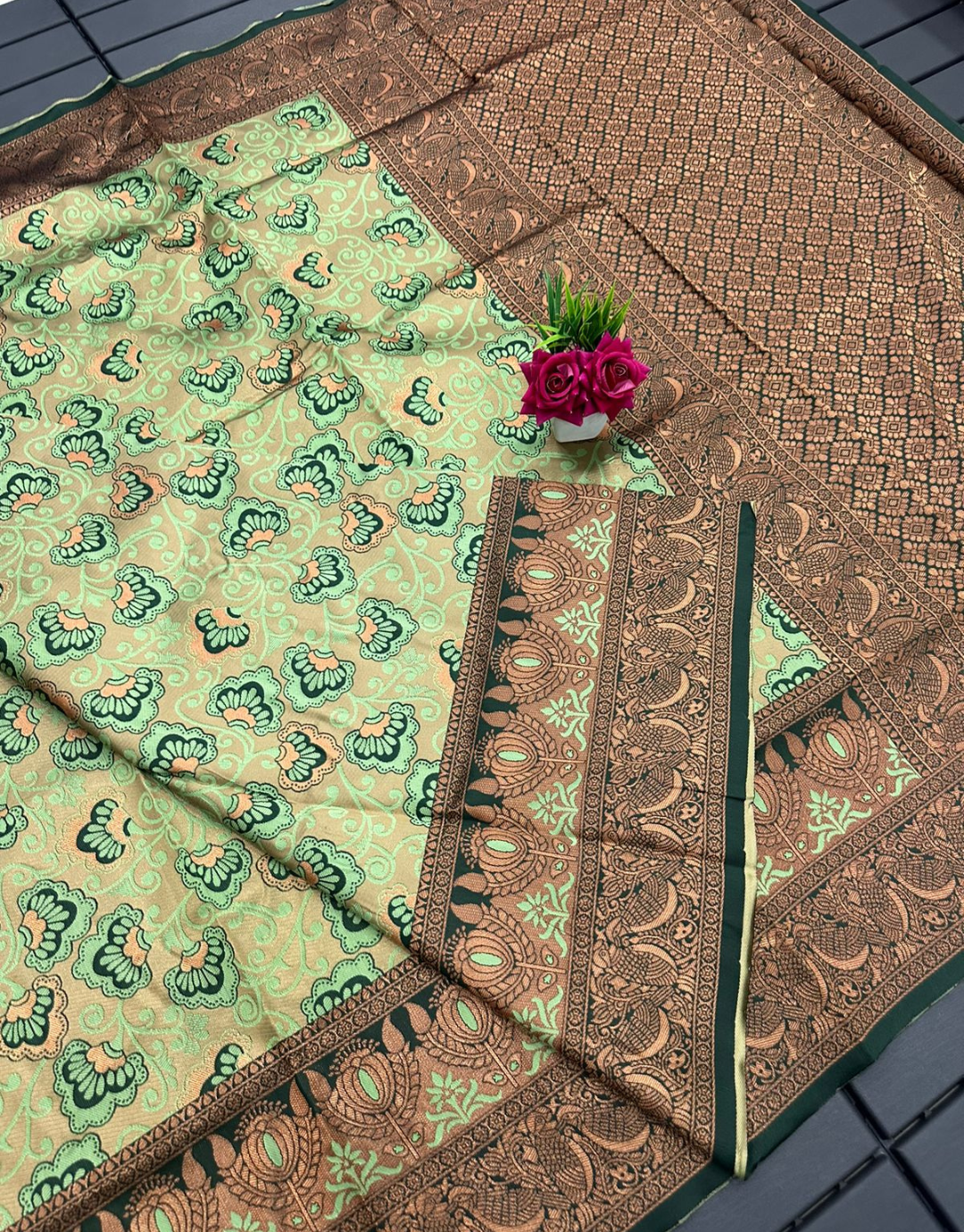 Sumanya Pista Soft Silk Saree