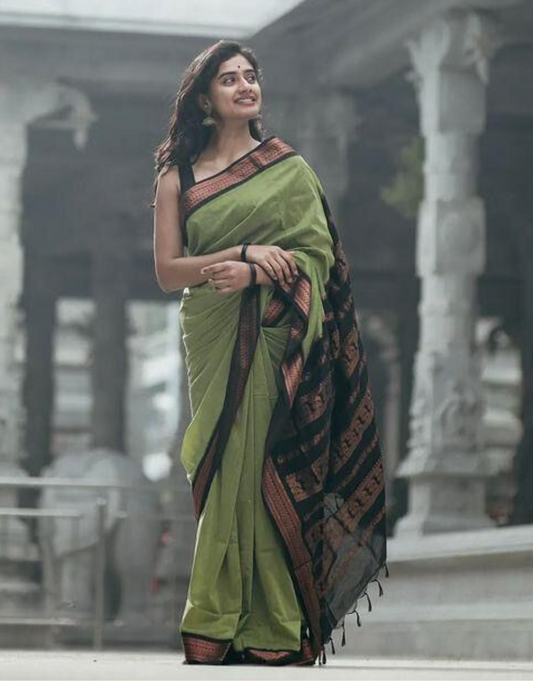 Bhavna MintGreen Linen Cotton Saree