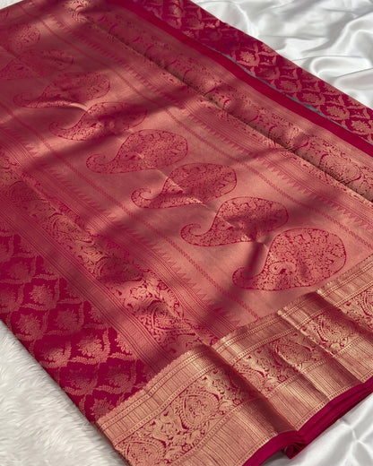 Haniya - Premium Pink Woven Banarasi Silk Saree