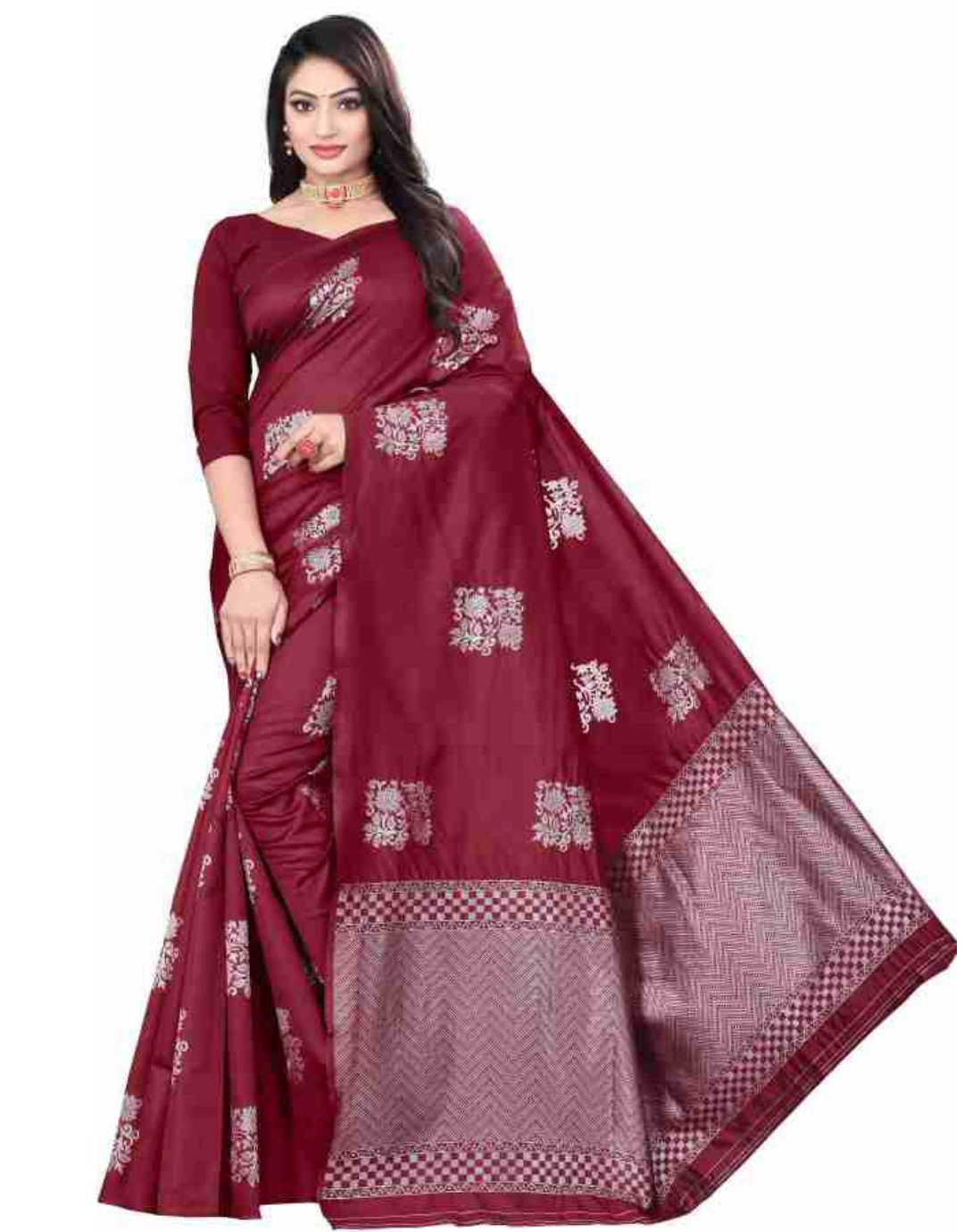 Eva Maroon Soft Silk Saree