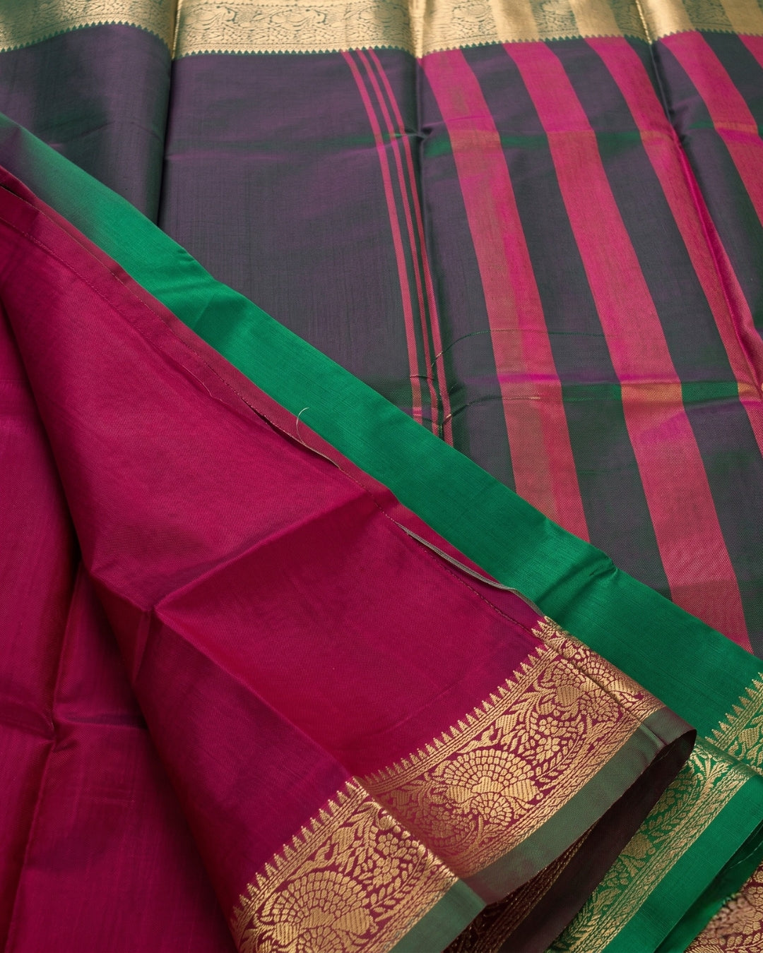 Chandni - Traditional Emerald Border Silk Elegance