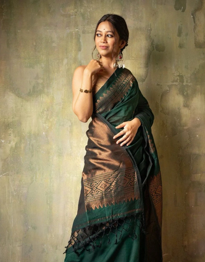 Kinjal Green Banarasi Silk Saree