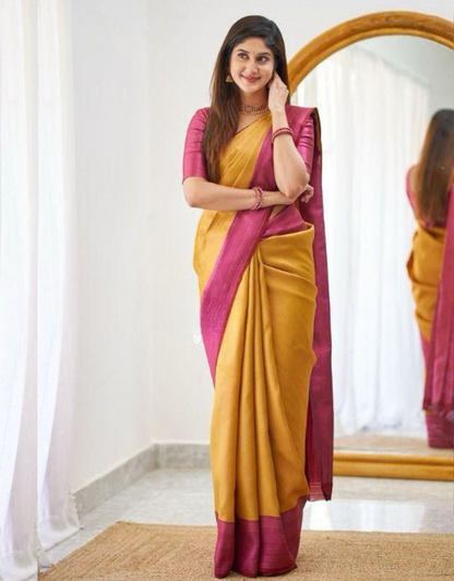 Jivika Yellow Kanchipuram Silk Saree