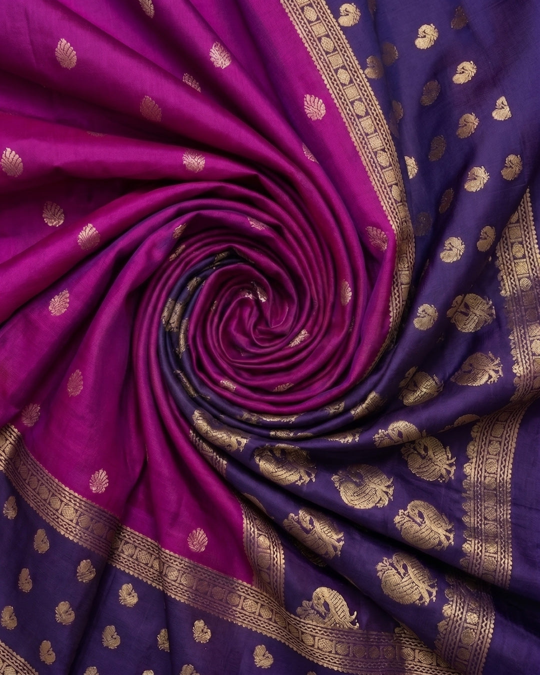 Tara - Royal Magenta Banarasi Silk Blend Saree
