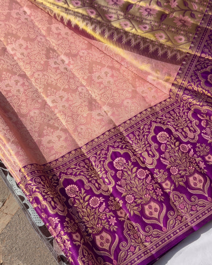 Jinal - Graceful Blush Banarasi Woven Silk Saree