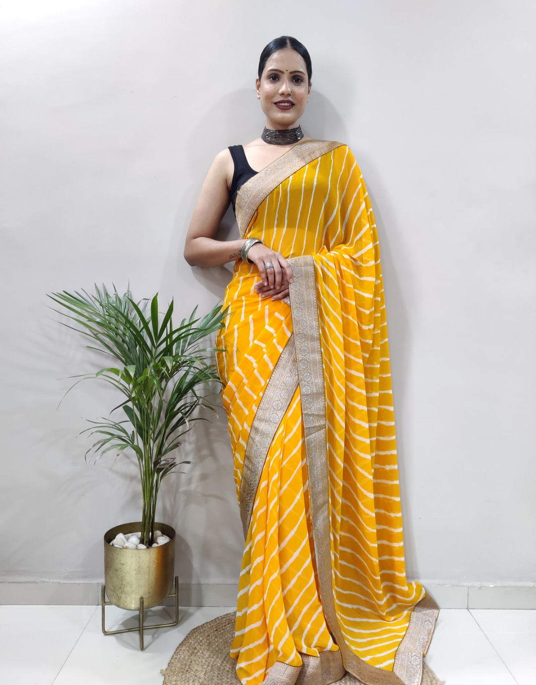 Dhara Yellow Soft Silk Laheriya Saree