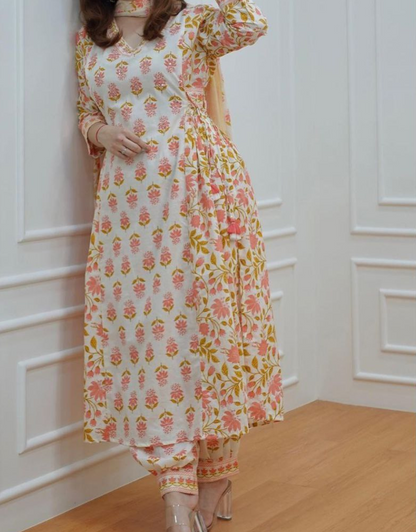 Vaani Orange Cotton Kurta Dupatta Pair