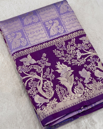Vidhi - Heritage Lavender Silver Banarasi Silk Saree