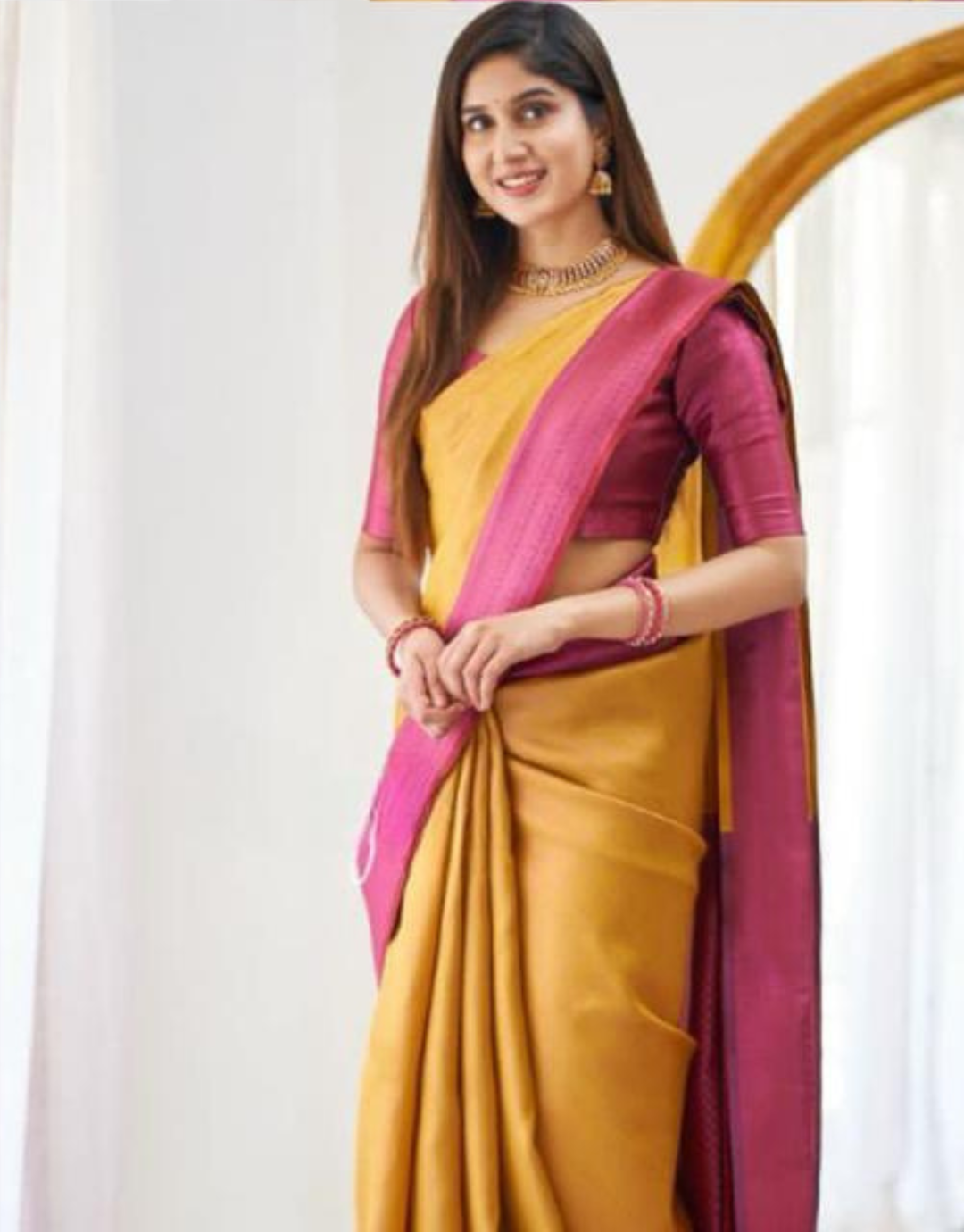 Jivika Yellow Kanchipuram Silk Saree