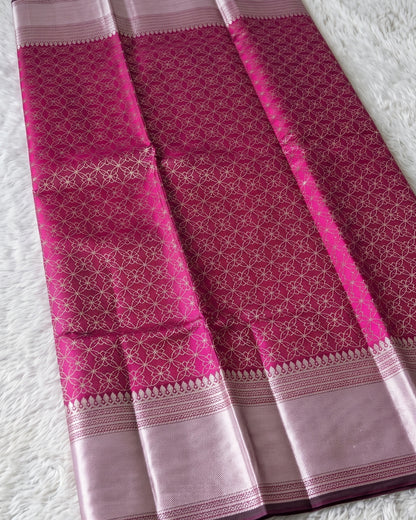 Charita - Pink Soft Banarasi Silk Saree
