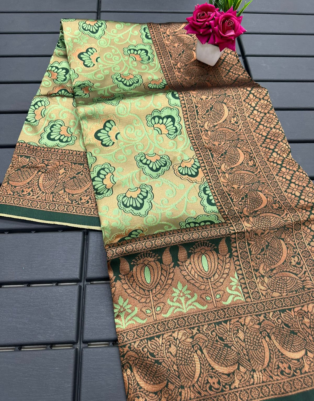 Sumanya Pista Soft Silk Saree