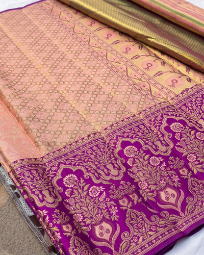 Jinal - Graceful Blush Banarasi Woven Silk Saree
