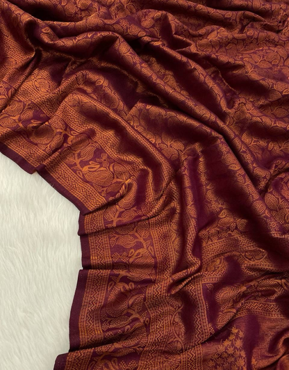 Siya Maroon Kubera Pattu Silk Saree