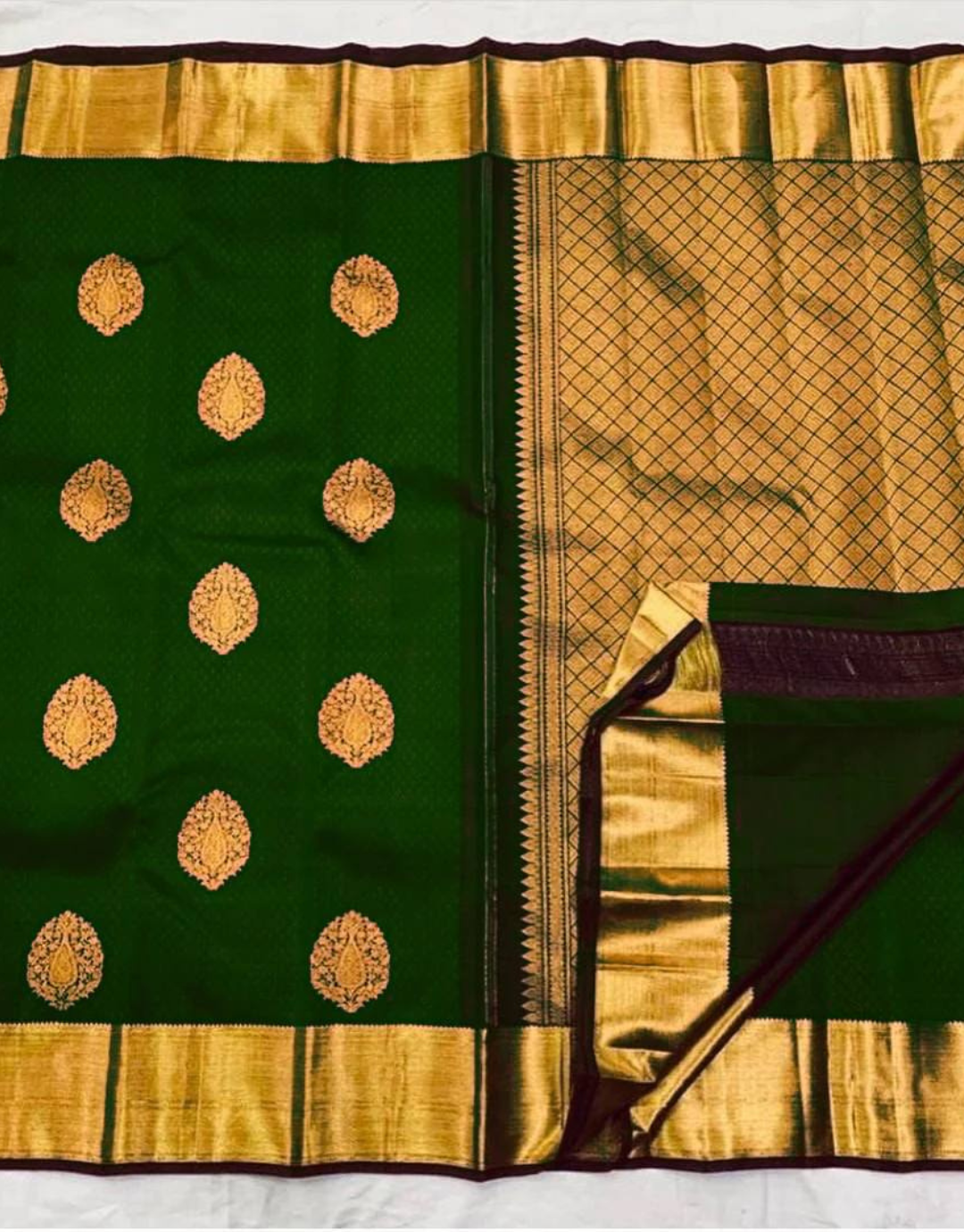 Shivani Dark Green Soft Banarasi Silk Saree