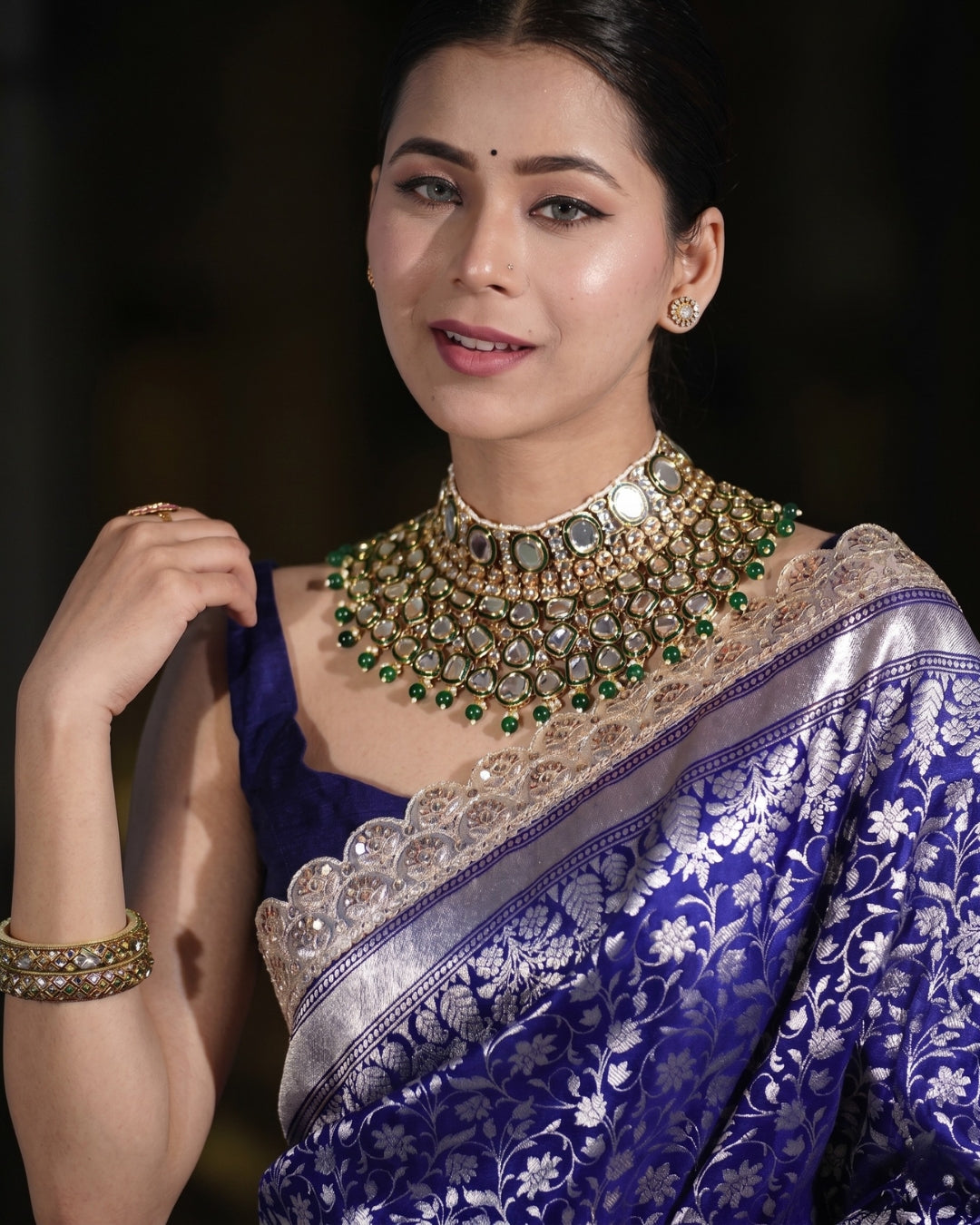 Bela – Royal Blue Silver Banarasi Elegance