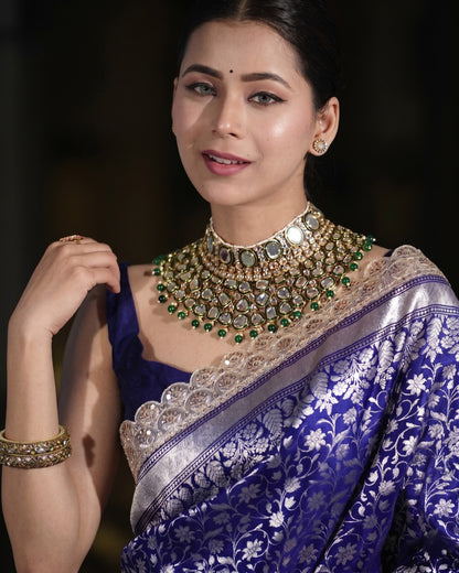 Bela – Royal Blue Silver Banarasi Elegance