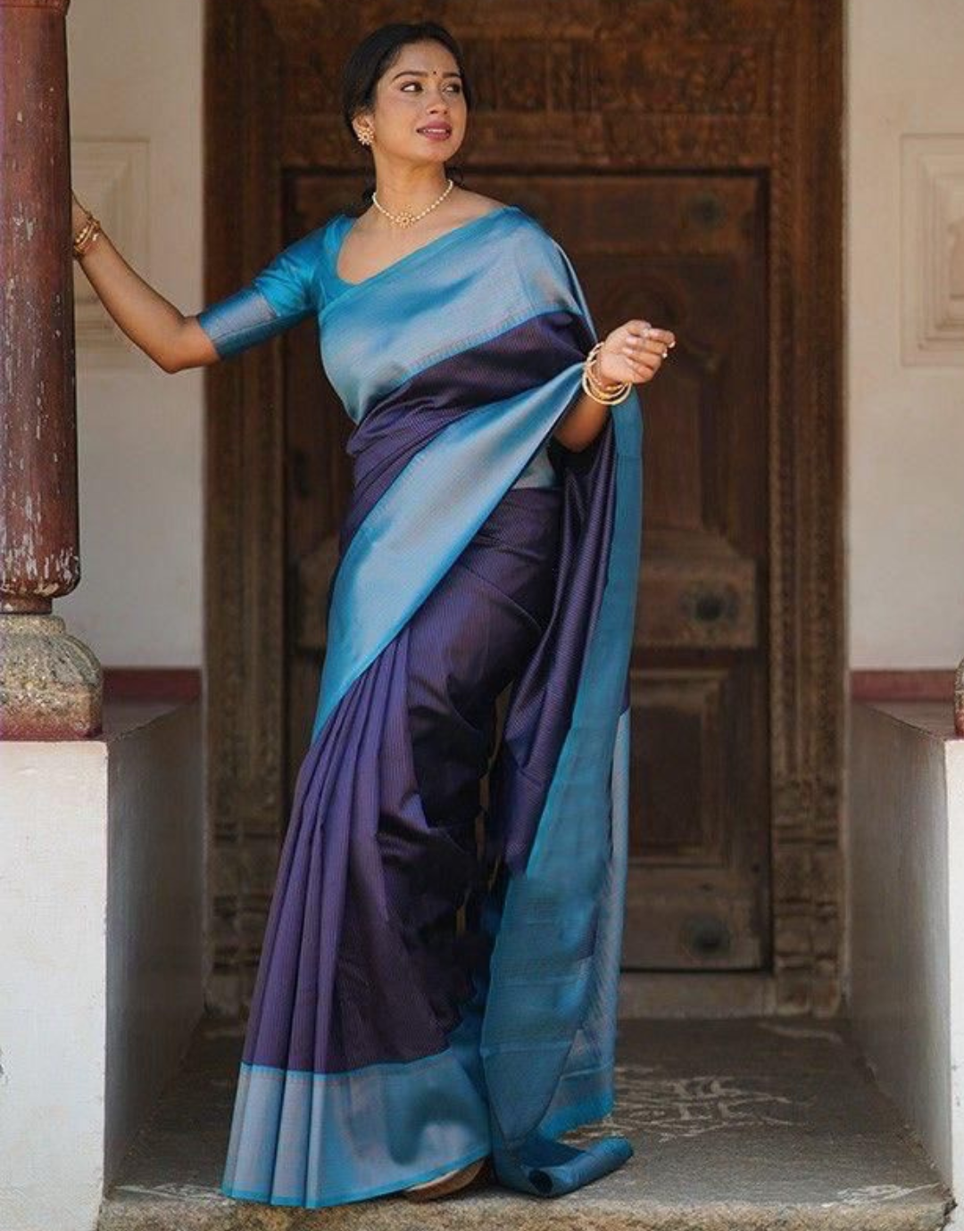 Urvashi Blue Soft Silk Saree