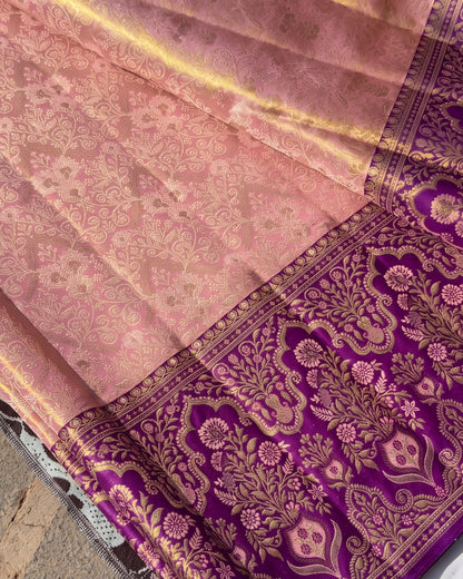 Jinal - Graceful Blush Banarasi Woven Silk Saree