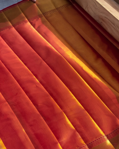 Freya - Champagne Crane Woven Kanjivaram Silk Saree
