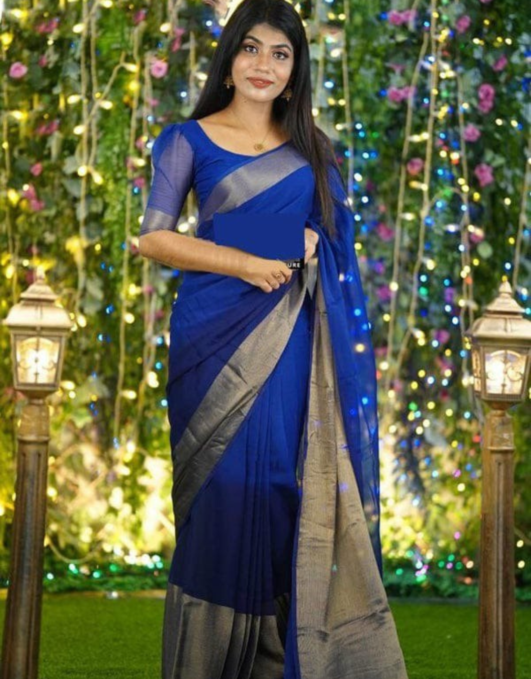 Jessica RoyalBlue Chiffon Silk Ready To Wear Saree