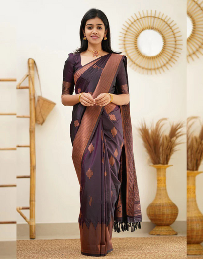 Maruti Purple Soft Silk Saree With Blouse