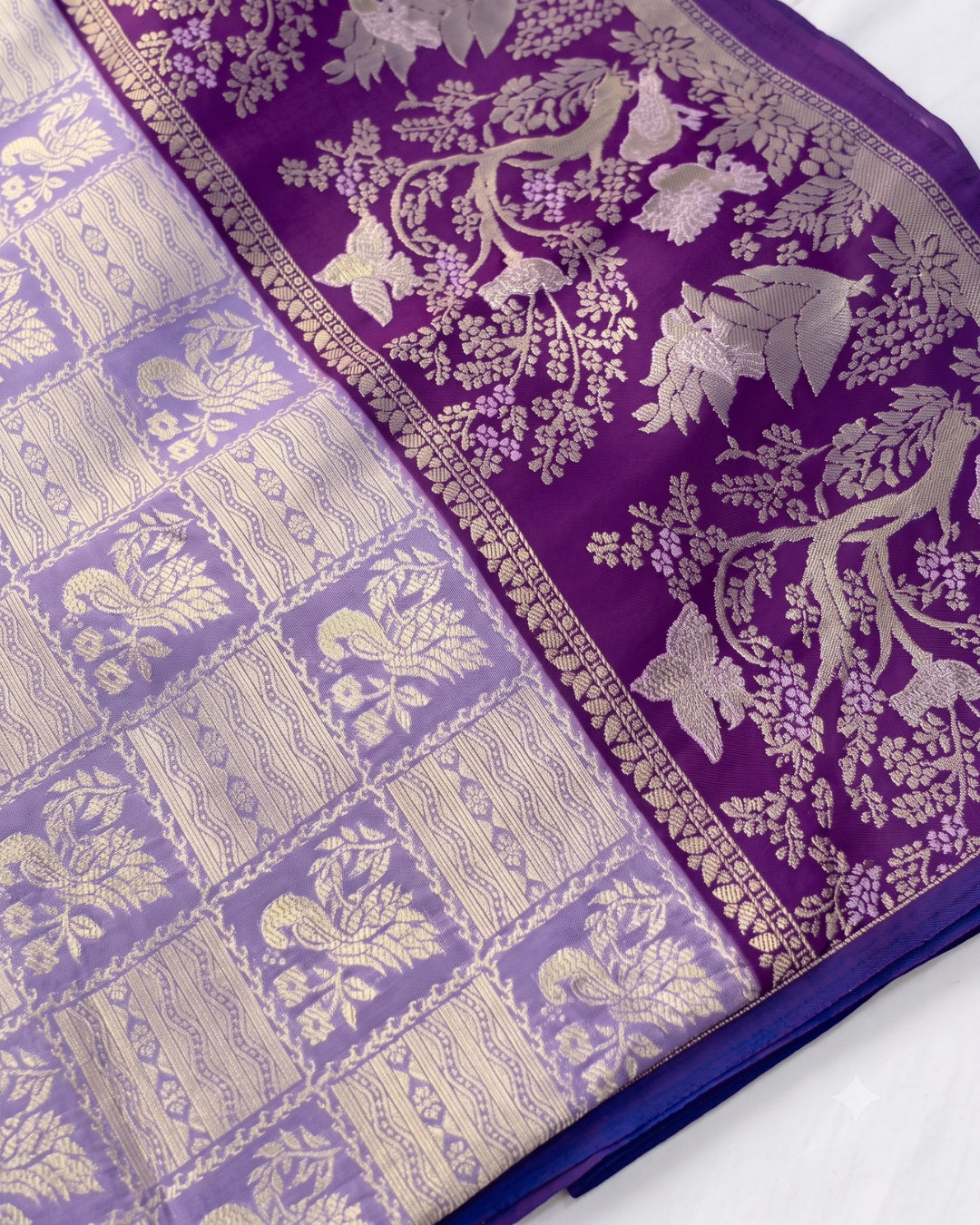 Vidhi - Heritage Lavender Silver Banarasi Silk Saree