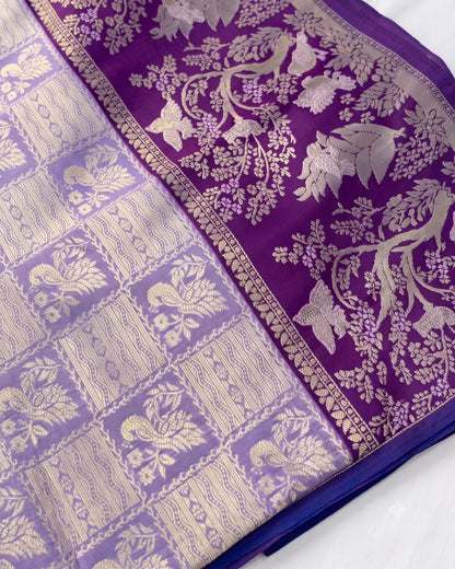 Vidhi - Heritage Lavender Silver Banarasi Silk Saree