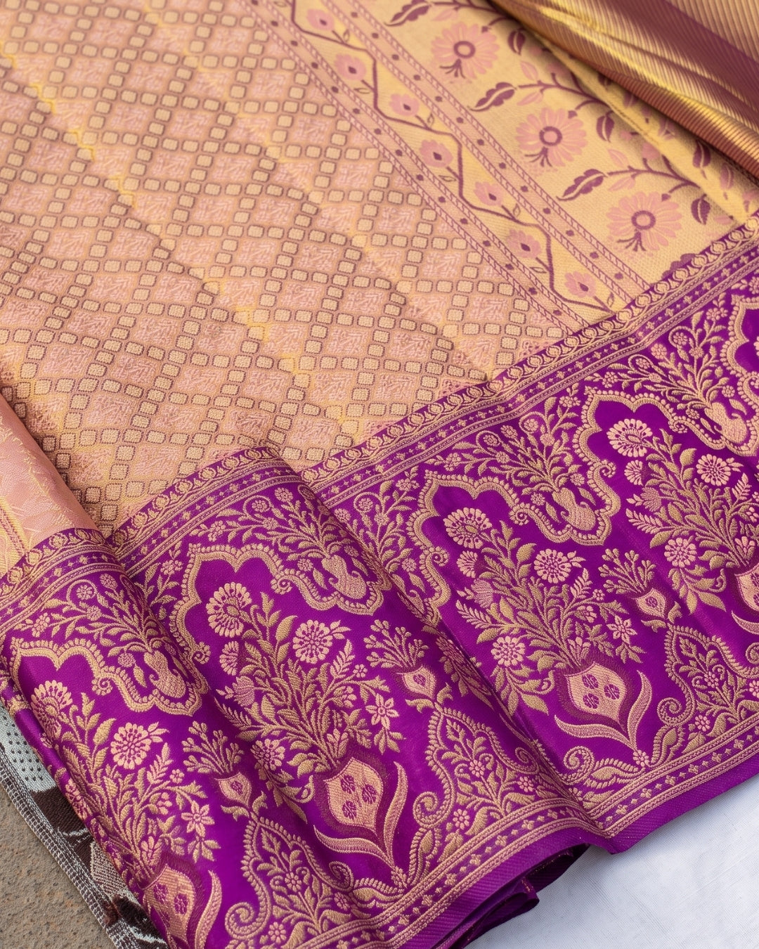 Jinal - Graceful Blush Banarasi Woven Silk Saree